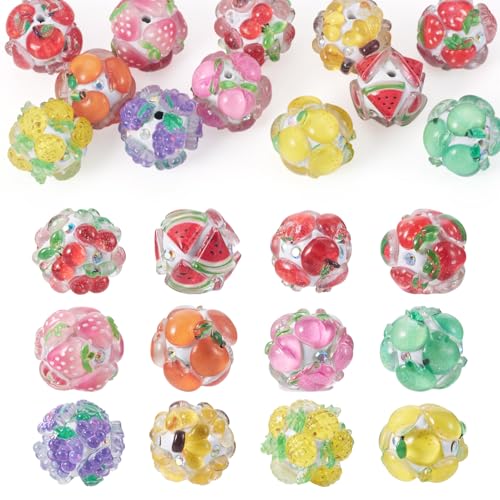Craftdady 12 Stück Obstharz-Perlen, niedliche Kirschqualität, Erdbeere, Banane, runde Abstandshalter, 17–21,5 mm, Strass, Ton, 3D-Obstkugeln, 12 Farben für DIY-Armbänder, Halsketten Craftdady 12 Stück Obstharz-Perlen, niedliche Kirschqualität, Erdbeere, Banane, runde Abstandshalter, 17–21,5 mm, Strass, Ton, 3D-Obstkugeln, 12 Farben für DIY-Armbänder, Halsketten von Craftdady