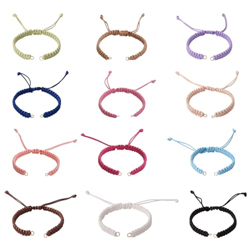 Craftdady 12 verstellbare geflochtene Nylonschnur-Armbänder, unlackiert, mit offenen Binderingen für Handgelenk, Fußkettchen, Schmuckherstellung Craftdady 12 verstellbare geflochtene Nylonschnur-Armbänder, unlackiert, mit offenen Binderingen für Handgelenk, Fußkettchen, Schmuckherstellung von Craftdady