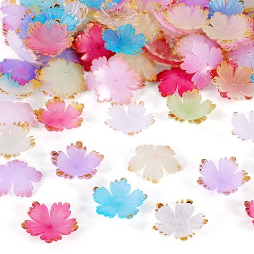 Craftdady 120 Stück Blumen-Perlen, Acryl, Kirschblüten-Abstandshalter, Perlenkappen, 28 mm, Endkappen, goldene Metall-Enlace-Blumen-Perlen für DIY-Schmuckherstellung, Armbänder, Halsketten, Ohrringe Craftdady 120 Stück Blumen-Perlen, Acryl, Kirschblüten-Abstandshalter, Perlenkappen, 28 mm, Endkappen, goldene Metall-Enlace-Blumen-Perlen für DIY-Schmuckherstellung, Armbänder, Halsketten, Ohrringe von Craftdady
