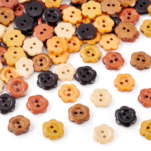Craftdady 120 Stück Holzknöpfe in Blumenform, flach, rund, 12 mm, natürliche Holzknöpfe, 2 Löcher, Blumenform, Nähknöpfe, gemischte Farben, zum Nähen, Basteln, Kleidung, handgefertigt, 6 Farben Craftdady 120 Stück Holzknöpfe in Blumenform, flach, rund, 12 mm, natürliche Holzknöpfe, 2 Löcher, Blumenform, Nähknöpfe, gemischte Farben, zum Nähen, Basteln, Kleidung, handgefertigt, 6 Farben von Craftdady