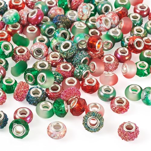 Craftdady 120 Stück europäische Großloch-Perlen, 5 mm, Kristall, facettierte Glasperlen, Rondelle, Abstandshalter mit silberfarbenem Messing, Doppelkern, für Halsketten, Ohrringe, Armbänder Craftdady 120 Stück europäische Großloch-Perlen, 5 mm, Kristall, facettierte Glasperlen, Rondelle, Abstandshalter mit silberfarbenem Messing, Doppelkern, für Halsketten, Ohrringe, Armbänder von Craftdady