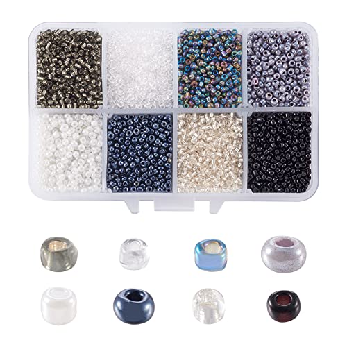 Craftdady 12500 Stück 12/0 Glasperlen, 2 mm, kleine Pony-Perlen, Grau, gemischte Farben für DIY, Basteln, Schmuckherstellung von Craftdady