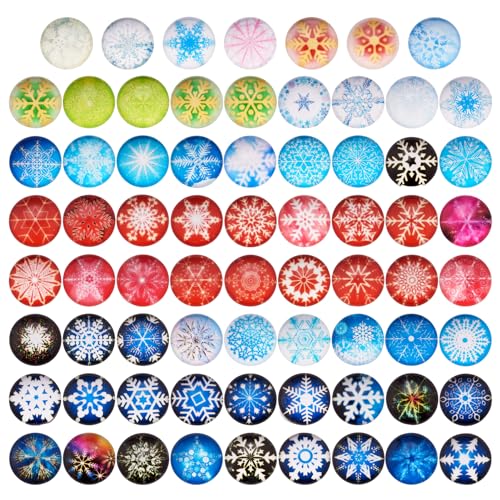 Craftdady 140 Stück Schneeflocken-Glas-Cabochons, 12 mm, Weihnachtsmosaik, bedruckt, halbrund, Kuppel, Cabochons, Fliesen für Neujahr, Halsketten, Schmuckherstellung Craftdady 140 Stück Schneeflocken-Glas-Cabochons, 12 mm, Weihnachtsmosaik, bedruckt, halbrund, Kuppel, Cabochons, Fliesen für Neujahr, Halsketten, Schmuckherstellung von Craftdady