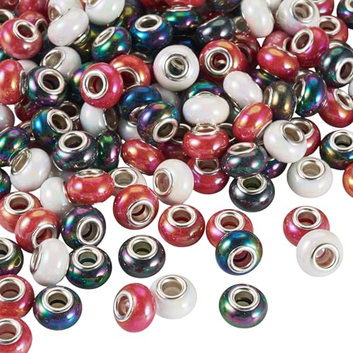 Craftdady 150 Stück rot-schwarze europäische Perlen mit großem Loch für Armbänder, undurchsichtig, europäische Harzperlen für Halsketten, 4,5 mm großes Loch, lose Abstandshalter für DIY, Handwerk Craftdady 150 Stück rot-schwarze europäische Perlen mit großem Loch für Armbänder, undurchsichtig, europäische Harzperlen für Halsketten, 4,5 mm großes Loch, lose Abstandshalter für DIY, Handwerk von Craftdady