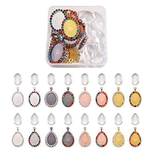 Craftdady 16 Sets ovale Tropfenform Strass Lünette Anhänger Schalen Blankos Cabochon Anhänger Fassung DIY Tabletts mit Glaskuppel Fliesen Klar Kamee für Schmuckherstellung Craftdady 16 Sets ovale Tropfenform Strass Lünette Anhänger Schalen Blankos Cabochon Anhänger Fassung DIY Tabletts mit Glaskuppel Fliesen Klar Kamee für Schmuckherstellung von Craftdady