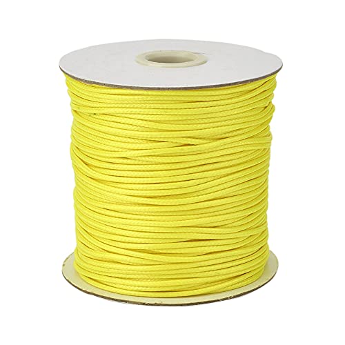 Craftdady 160 Meter 0,5 mm geflochtene, gewachste Polyesterkordel zum Selbermachen, Schmuck, Basteln, Makramee-Herstellung, Perlenschnur, Seil mit Spule, gelb von Craftdady