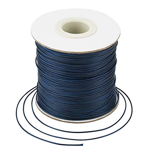 Craftdady 160 Meter 0,5 mm geflochtene, gewachste Polyesterkordel zum Selbermachen, Schmuck, Basteln, Makramee-Herstellung, Perlenschnur, mit Spule, Dunkelblau von Craftdady