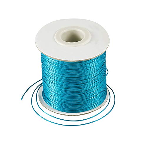 Craftdady 160 Meter 0,5 mm geflochtene, gewachste Polyesterkordel zum Selbermachen, Schmuck, Basteln, Makramee-Herstellung, Perlenschnur mit Spule, Darkcyan von Craftdady