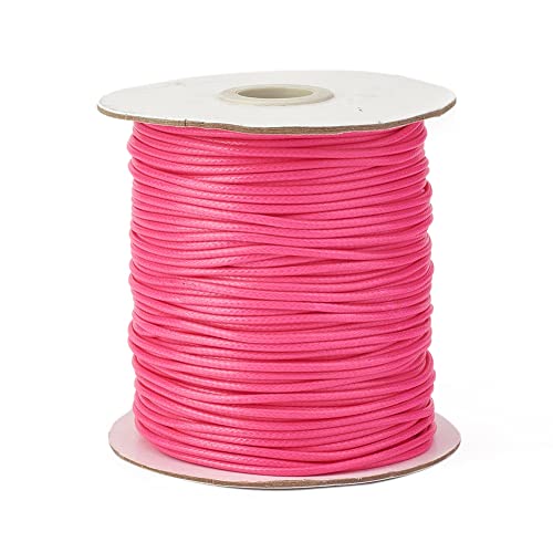 Craftdady 160 Meter 0,5 mm gewachste Schnur Kunstlederfaden geflochtene gewachste Schnur für die Schmuckherstellung Makramee-Perlen, DeepPink von Craftdady