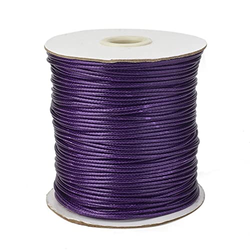 Craftdady 160 Meter 0,5 mm runder gewachster Polyester-Schnur-Faden-Perlen-Schnur-Spule für die Schmuckherstellung und Makramee-Zubehör, blauviolett von Craftdady