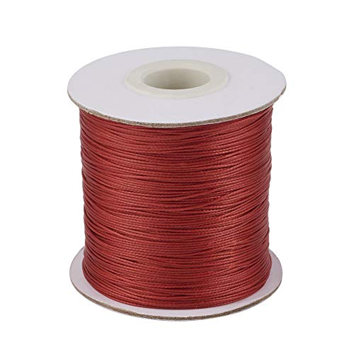 Craftdady 160 Meter 0,5 mm runder gewachster Polyester-Schnur-Faden-Perlen-Schnur-Spule für die Schmuckherstellung und Makramee-Zubehör, dunkelrot von Craftdady