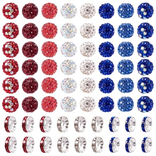 Craftdady 175 Stück patriotische Strass-Ton-Perlen 4. Juli, 10 mm, Pavé-Fassung, Discokugel-Perlen, Rondelle, Abstandshalter, Unabhängigkeitstag, funkelnde Kristalle, lose Perlen für Craftdady 175 Stück patriotische Strass-Ton-Perlen 4. Juli, 10 mm, Pavé-Fassung, Discokugel-Perlen, Rondelle, Abstandshalter, Unabhängigkeitstag, funkelnde Kristalle, lose Perlen für von Craftdady