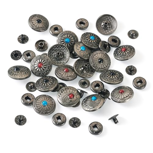 Craftdady 18 Sets Messingknöpfe mit Kunststoffperle, Retro-Jacken-Schnalle, flach, rund, Legierung, Knopf, 19,5 x 9–10 m, für Kappe, Baumwolle, gepolstert, Kleidung, Mantel, Daunen-Dekoration von Craftdady