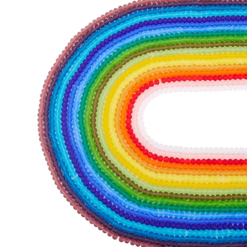 Craftdady 18 Stränge, transparente facettierte Glasperlen, 4 mm, mattierte Kristall-Rondelle-Perlen, klare Regenbogenperlen, lose Abstandshalter, 18 Farben, für DIY-Armbänder, Ohrringe, Halsketten Craftdady 18 Stränge, transparente facettierte Glasperlen, 4 mm, mattierte Kristall-Rondelle-Perlen, klare Regenbogenperlen, lose Abstandshalter, 18 Farben, für DIY-Armbänder, Ohrringe, Halsketten von Craftdady
