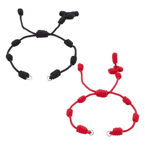 Craftdady 2 Stück halbfertige verstellbare Armbänder schwarz rot Nylonschnur für DIY Handwerk Böhmische Freundschaftsarmband Fußkettchen Schmuckherstellung von Craftdady