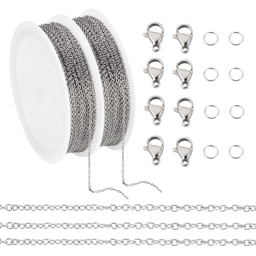 Craftdady 20 m lange ovale Gliederketten aus Edelstahl, gelötet, mit Karabinerverschlüssen, Biegeringe für DIY, Punk, Armband, Halskette, Schmuckherstellung Craftdady 20 m lange ovale Gliederketten aus Edelstahl, gelötet, mit Karabinerverschlüssen, Biegeringe für DIY, Punk, Armband, Halskette, Schmuckherstellung von Craftdady