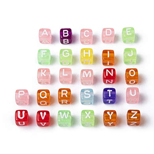Craftdady 200 Stück Alphabet-Buchstaben-Perlen, Würfel, Alphabet-Abstandshalter für DIY-Schmuckherstellung, Schlüsselanhänger, 4 mm Loch von Craftdady