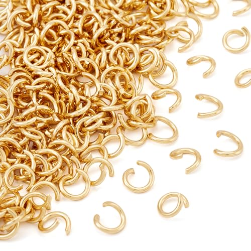 Craftdady 200 Stück Edelstahl-Binderinge, 6 mm, starkes Metall, offen, goldener Verbindungsring für Schmuck, Halsketten, Ohrringe, Bastelarbeiten Craftdady 200 Stück Edelstahl-Binderinge, 6 mm, starkes Metall, offen, goldener Verbindungsring für Schmuck, Halsketten, Ohrringe, Bastelarbeiten von Craftdady
