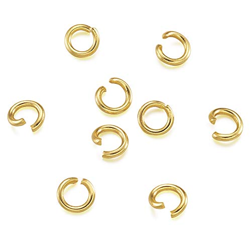 Craftdady 200 Stück Edelstahl-Sprungringe, 5 mm starkes Metall, offen, goldener Verbindungsring für Schmuck, Halsketten, Ohrringe, Basteln von Craftdady