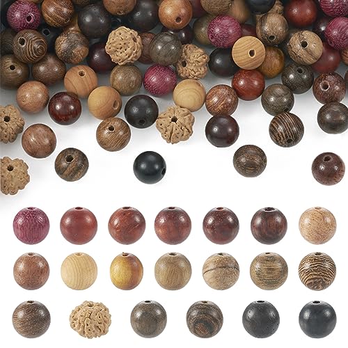 Craftdady 200 Stück Rudraksha Perlen Holzperlen Rosenkranz Japa Mala Perlen 8 mm authentische Himalaya echte runde Perlen für Gebetskette Puja Meditation, Sienna, 20 Stile von Craftdady