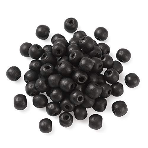 Craftdady 200 Stück natürliche runde schwarze Holzperlen gefärbte Holzkugeln Abstandshalter Perlen für Makramee-Schmuckherstellung von Craftdady