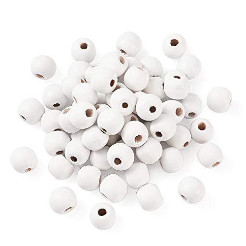 Craftdady 200 Stück natürliche runde weiße Holzperlen gefärbte Holzkugeln Abstandshalter Perlen für Makramee-Schmuckherstellung von Craftdady