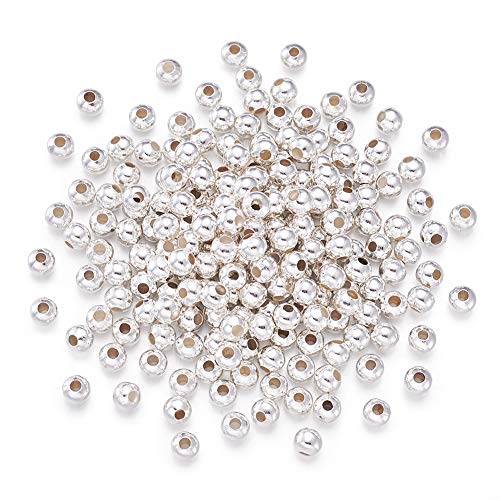 Craftdady 200 Stück versilberte Metall-runde Abstandshalter-Perlen, 5 mm, kleine, glatte Rondelle-Perlen für Schmuckherstellung, 2 mm Loch von Craftdady