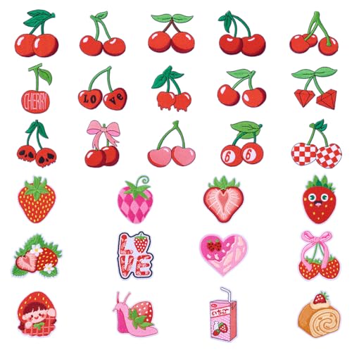 Craftdady 27 Stück rote Früchte bestickte Aufnäher zum Aufbügeln für Kleidung, Erdbeere, Kirsche, Milch, Kuchen, Applikation, Aufnäher, niedliche DIY-Dekoration, Patches für Jeans, Jacken, Rucksäcke Craftdady 27 Stück rote Früchte bestickte Aufnäher zum Aufbügeln für Kleidung, Erdbeere, Kirsche, Milch, Kuchen, Applikation, Aufnäher, niedliche DIY-Dekoration, Patches für Jeans, Jacken, Rucksäcke von Craftdady