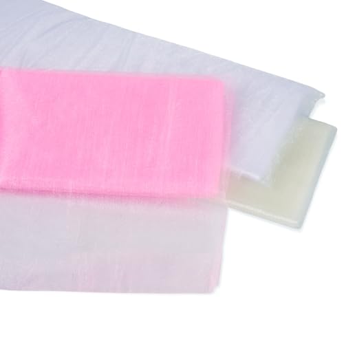 Craftdady 3 Rollen Polyester Tüllstoff Weiß Rosa Weicher Tüll für Hochzeitsfeiern Kostüme Dekoration Rock Tischläufer Geschenkverpackung Brautdusche Stoff 5,47 Yard/Rolle von Craftdady