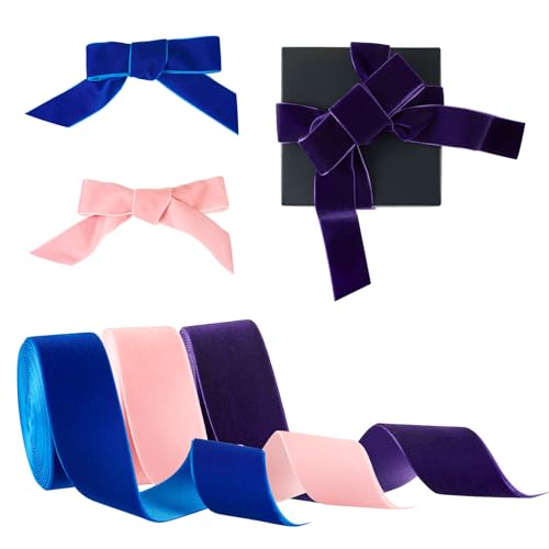 Craftdady 3 Rollen einseitiges Samtband, 40 mm, flach, dekorative Bänder, Beflockungsband für Geschenkverpackung, Kleidung, Accessoires, 3 Farben Craftdady 3 Rollen einseitiges Samtband, 40 mm, flach, dekorative Bänder, Beflockungsband für Geschenkverpackung, Kleidung, Accessoires, 3 Farben von Craftdady