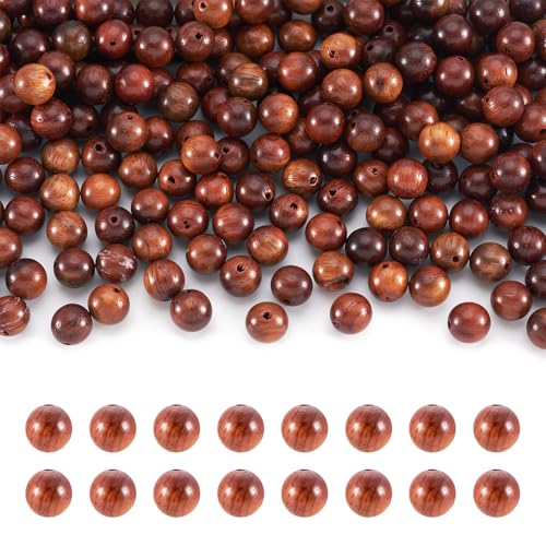Craftdady Natürliche gewachste runde Holzperlen, Kamelholzkugeln, Abstandshalter, lose Perlen für Schmuckherstellung, 1,5 mm Loch, 300 Stück von Craftdady