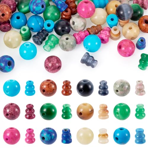 Craftdady 32 natürliche Katzenaugen-Guru-Perlenstränge mit 3 Löchern, undurchsichtig, rund, Edelstein-Perlen, Großpackung, T-gebohrte Turm-Perlen für buddhistische Schmuckherstellung, Armband, Craftdady 32 natürliche Katzenaugen-Guru-Perlenstränge mit 3 Löchern, undurchsichtig, rund, Edelstein-Perlen, Großpackung, T-gebohrte Turm-Perlen für buddhistische Schmuckherstellung, Armband, von Craftdady