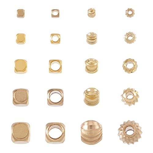 Craftdady 320 Stück Messingperlen Würfel Rondelle runde Form Perlen Golden Langlebig Plated Metall Lose Abstandshalter Perlen für Halskette Armband Schmuckherstellung von Craftdady