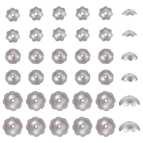 Craftdady 360 Stück Blumen-Perlenkappen aus Edelstahl, Abstandshalter, 6 ~ 10 mm, Metall, halbrund, Multi-Blütenblatt-Endkappen, Perlen, 3 Stile für Armbänder, Halsketten, Ohrringe, Schmuckherstellung Craftdady 360 Stück Blumen-Perlenkappen aus Edelstahl, Abstandshalter, 6 ~ 10 mm, Metall, halbrund, Multi-Blütenblatt-Endkappen, Perlen, 3 Stile für Armbänder, Halsketten, Ohrringe, Schmuckherstellung von Craftdady