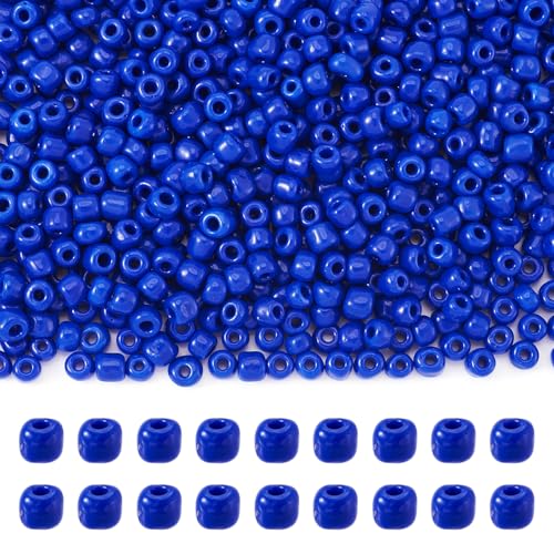 Craftdady 4 mm blaue Glas-Rocailles, 6/0, blickdicht, kleine Pony, lose Abstandshalter Perlen für DIY Armbänder, Halsketten, Schlüsselanhänger, Schmuck, ca. 495 Stück von Craftdady