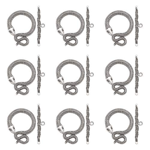 Craftdady 5 Sets runde Knebelverschlüsse aus tibetischem Silber mit Knebelverschluss für Bastelarbeiten, Armbänder, Schmuckherstellung von Craftdady