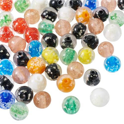 Craftdady 50 Stück 10 mm leuchtende Lampwork-Glasperlen, rund, leuchten im Dunkeln, Armbandperlen, lose Abstandshalter, bunte, handgefertigte Bastelperlen für DIY-Ohrringe, Schlüsselanhänger Craftdady 50 Stück 10 mm leuchtende Lampwork-Glasperlen, rund, leuchten im Dunkeln, Armbandperlen, lose Abstandshalter, bunte, handgefertigte Bastelperlen für DIY-Ohrringe, Schlüsselanhänger von Craftdady