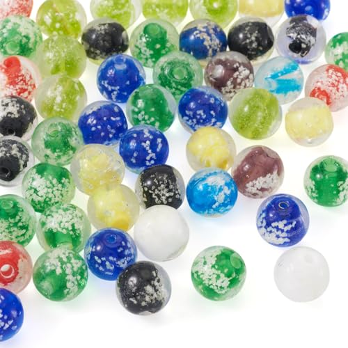Craftdady 50 Stück leuchtende, handgefertigte Lampwork-Perlen, runde Glasperlen, 12 mm, lose Glasperlen, leuchten im Dunkeln, Kristall-Armbandperlen, gemischte Farben für Schmuckherstellung, DIY Craftdady 50 Stück leuchtende, handgefertigte Lampwork-Perlen, runde Glasperlen, 12 mm, lose Glasperlen, leuchten im Dunkeln, Kristall-Armbandperlen, gemischte Farben für Schmuckherstellung, DIY von Craftdady