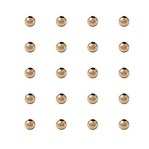 Craftdady 50 Stück goldene runde Messing-Abstandshalter Perlen echte 18 Karat vergoldet 3 mm winzige Metallperlen lose Perlen Charms für Schmuck, Armband, Halskettenherstellung von Craftdady