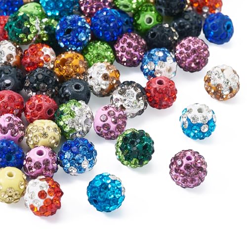 Craftdady 52 Stück 10 mm Kristall-Ton-Strass-Perlen, runde Pavé-Fassung, Discokugel, lose Abstandshalter, Mini-Ohrringe, Freundschaftsarmband, Perlen für Bastelarbeiten, Halsketten, Schmuckherstellung Craftdady 52 Stück 10 mm Kristall-Ton-Strass-Perlen, runde Pavé-Fassung, Discokugel, lose Abstandshalter, Mini-Ohrringe, Freundschaftsarmband, Perlen für Bastelarbeiten, Halsketten, Schmuckherstellung von Craftdady