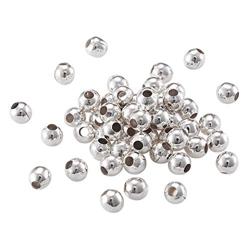 Craftdady 529 Stück versilberte Metall-Abstandshalter-Perlen, 4 mm, metallisch, glatt, klein, rund, lose Perlen, Charms für Schmuckherstellung, 1,5 mm Loch von Craftdady