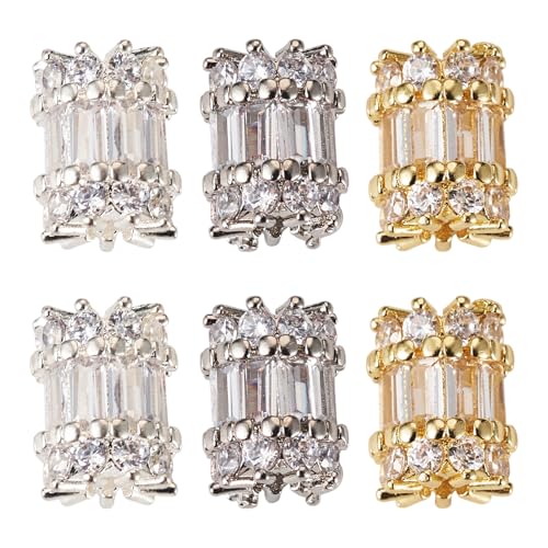 Craftdady 6 x Zirkonia-Abstandshalter-Perlen im tibetischen Stil, Strass, Messingrohr, Säulen-Perlen, CZ-Stein, Kristallperlen, 8 x 10,5 mm, für DIY-Armbänder, Halsketten, Schmuckherstellung, 3 Farben Craftdady 6 x Zirkonia-Abstandshalter-Perlen im tibetischen Stil, Strass, Messingrohr, Säulen-Perlen, CZ-Stein, Kristallperlen, 8 x 10,5 mm, für DIY-Armbänder, Halsketten, Schmuckherstellung, 3 Farben von Craftdady