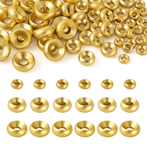 Craftdady 60 Stück 4 mm, 6 mm, 8 mm, goldene Abstandshalter, kleine Messingperlen, lose Armbandperlen, winzige, handgefertigte Metallperlen für DIY-Ohrringe, Halsketten, Schlüsselanhänger von Craftdady