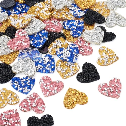 Craftdady 60 Stück Strass-Aufnäher für Kleidung, Herzapplikation, Aufbügler, Kristall-Strass-Reparatur-Applikation, 25 mm, für Taschen, Hosen, Schuhe, Handy, Dekoration, DIY Handwerk von Craftdady