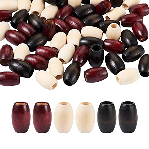 Craftdady 60Pcs natürliches Holz großes Loch Perlen hölzerne ovale Spacers europäischen Charme Perlen 30mm für Armband Halskette Schmuck Makramee Handwerk machen Loch: 9-10mm von Craftdady
