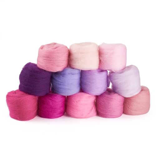 Craftdady 60 g Nadelfilzwolle, Roving Naturfaser Wolle Garn Drehfilz Spinning Pinkish Purple Ton für Handspinnings Wollfilzen DIY Handwerk Materialien Craftdady 60 g Nadelfilzwolle, Roving Naturfaser Wolle Garn Drehfilz Spinning Pinkish Purple Ton für Handspinnings Wollfilzen DIY Handwerk Materialien von Craftdady
