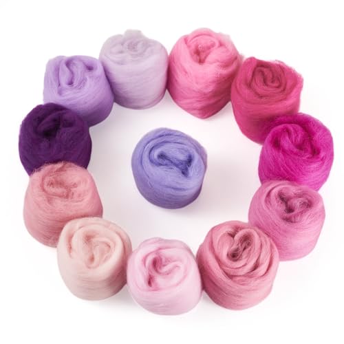 Craftdady 60 g Nadelfilzwolle, buntes Wollgarn, Nadelfilz, Roving Handspinnwolle, Roving für Anfänger, DIY, Handspinnfilzbedarf, 12 Farben von Craftdady