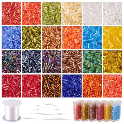 Craftdady 6400 Stück 24 Farben Glasstifte Rocailles 4,6–5 mm Röhren-Abstandhalter lose Pony-Perlen mit 4 großen Augen, Perlennadeln, 2 Rollen Kristallfaden für Schmuckherstellung Craftdady 6400 Stück 24 Farben Glasstifte Rocailles 4,6–5 mm Röhren-Abstandhalter lose Pony-Perlen mit 4 großen Augen, Perlennadeln, 2 Rollen Kristallfaden für Schmuckherstellung von Craftdady