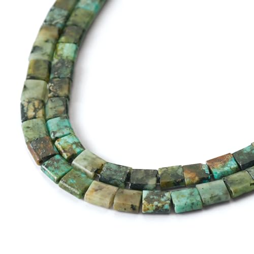 Craftdady 69 Stück 5 mm 2-Loch-Armbandperlen, rechteckig, Tila-Rocailles, natürlicher afrikanischer Türkis, Jaspis, flacher Edelstein, lose Abstandshalter, Perlen für Bastelarbeiten, Ohrringe von Craftdady