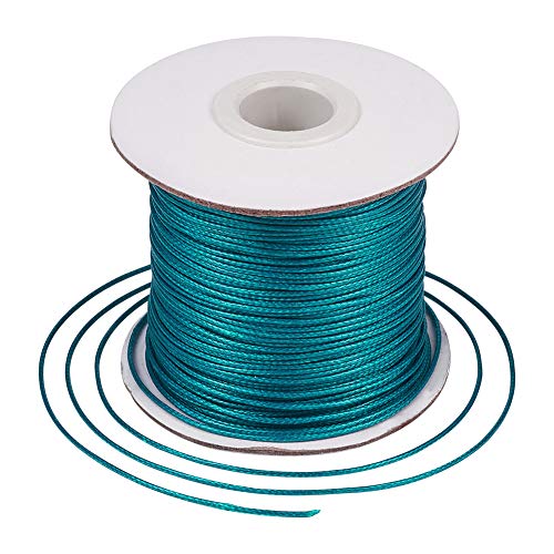 Craftdady 80 Yards/Rolle, koreanische gewachste Polyesterschnur für geflochtene Schmuckherstellung, 1 mm, Dunkelcyan von Craftdady